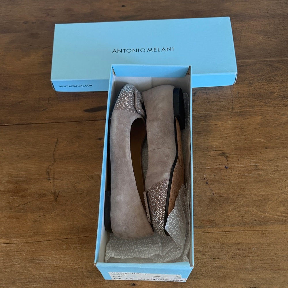 EUC Antonio Melani Fog Gray Orna Flats sz 6.5